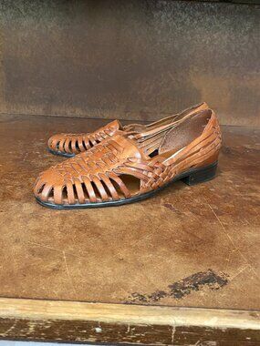 Trotters Brown Woven Leather Sandals